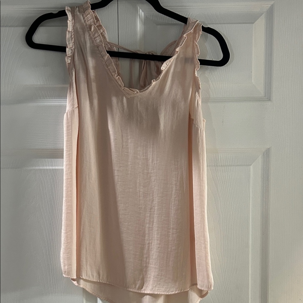 LC Lauren Conrad Light Pink Ruffle Trim Blouse